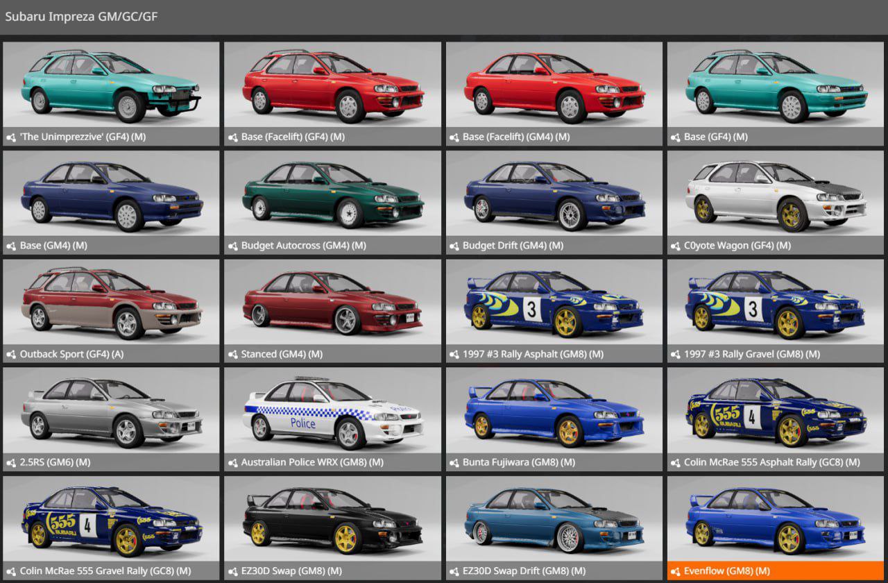 BeamNG.Drive 斯巴鲁翼豹⚡🚗(50+真实配置)顶级车辆模组_Modfans